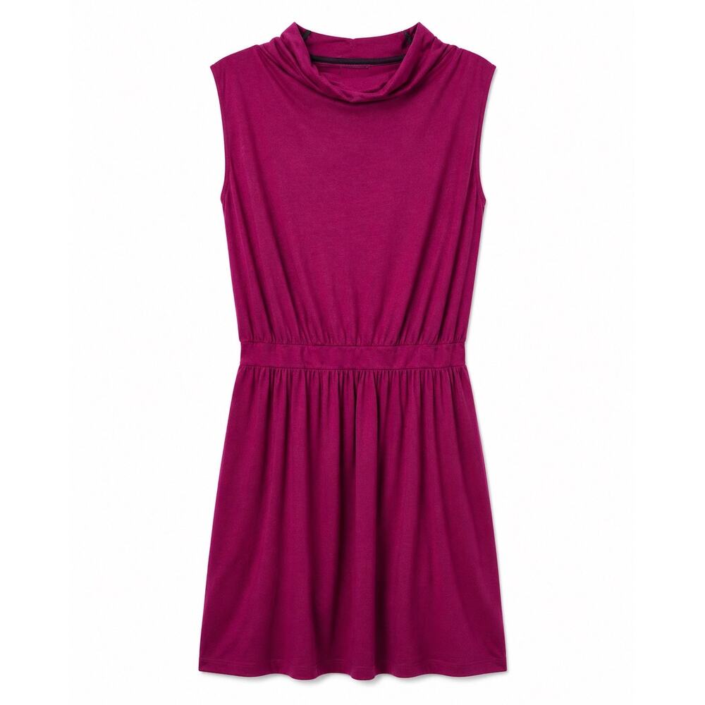 LILLA P Mock Neck Jersey Smocked Waist Dress Soft Sleeveless